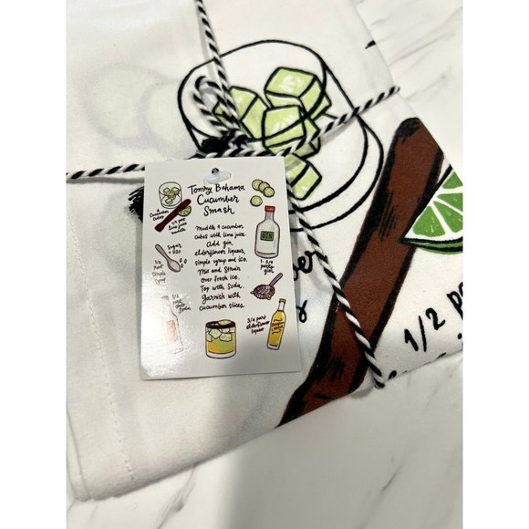 Tommy Bahama Kitchen Tea Towel Cucumber Smash Recipe 17"x26” Bar Ware Cotton NWT - Picture 3 of 6
